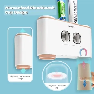 WEKITY Toothbrush Holder with Multi-functional Dispenser
