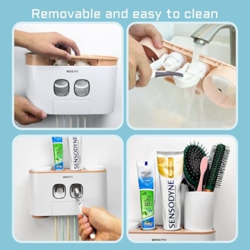 WEKITY Toothbrush Holder with Multi-functional Dispenser
