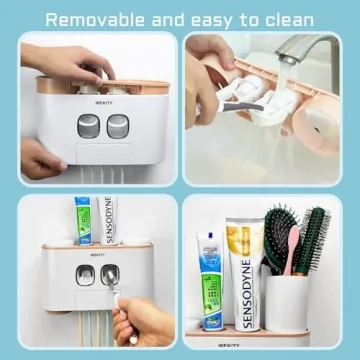 WEKITY Toothbrush Holder with Multi-functional Dispenser