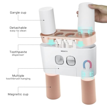 WEKITY Toothbrush Holder with Multi-functional Dispenser