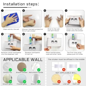 WEKITY Toothbrush Holder with Multi-functional Dispenser