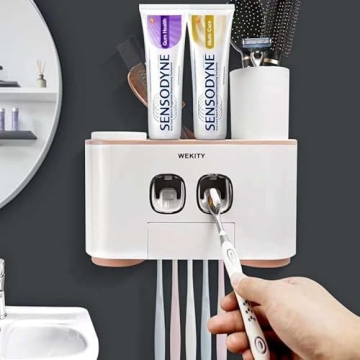 WEKITY Toothbrush Holder with Multi-functional Dispenser