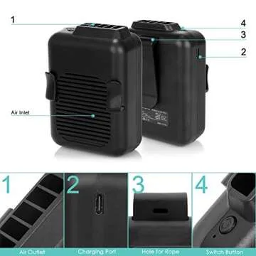 COMLIFE Portable Mini Waist Fan, 6000mAh Battery Powered Hands-free Wearable Fan With Max 23H Working Time, 3 Speeds, 5100RPM Strong Airflow for Jobsite, Farm, Fishing, Gardening And More