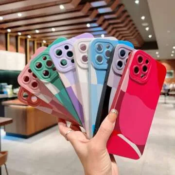 YKCZL Compatible with iPhone 13 Pro Max Case 6.7 Inch, Cute Painted Art Full Camera Lens Protective Slim Soft Shockproof Phone Case for Women Girl-Dark Blue