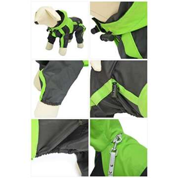 Lovelonglong American Bully Pitbull Dog Hooded Raincoat, Bulldog Rain Jacket Poncho Waterproof Clothes with Hood Breathable 4 Feet Four Legs Rain Coats for Pugs English French Bulldog Green B-L