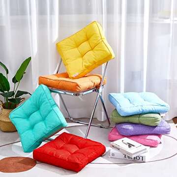 Juexica 8 Pcs Floor Cushions for Kids Floor Pillows Flexible Seating Cushions 3.5'' Thick Flexible S...