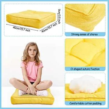 Juexica 8 Pcs Floor Cushions for Kids Floor Pillows Flexible Seating Cushions 3.5'' Thick Flexible Seating Classroom Furniture Meditation Seat Pillows for Home Nursery Yoga Decor(Rainbow Color,Square)
