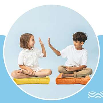 Juexica 8 Pcs Floor Cushions for Kids Floor Pillows Flexible Seating Cushions 3.5'' Thick Flexible Seating Classroom Furniture Meditation Seat Pillows for Home Nursery Yoga Decor(Rainbow Color,Square)