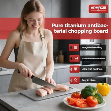 APMRQIB Titanium Cutting Boards for Kitchen, 100% Pure Titanium Cutting Boards Double Sided Non Toxi...