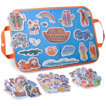 CHEFAN 4 Pack Felt Board Bible Stories Set - Engage Kids with Interactive Stories