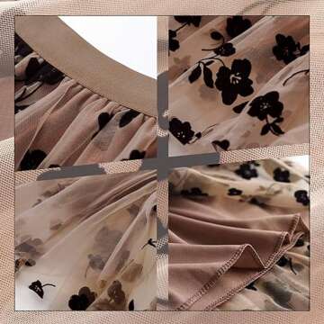 Reaowazo Skirts for Women Midi Long Length Dressy Casual Trendy Summer Tulle A-Line Floral High Waist Skirt Khaki L-XL