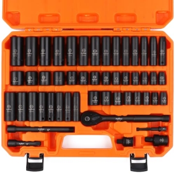 HORUSDY 50-Piece Impact Socket Set SAE Metric Cr-V Steel