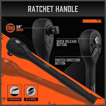 HORUSDY 50-Piece Impact Socket Set SAE Metric Cr-V Steel