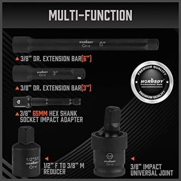 HORUSDY 50-Piece Impact Socket Set SAE Metric Cr-V Steel