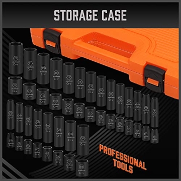 HORUSDY 50-Piece Impact Socket Set SAE Metric Cr-V Steel