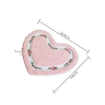 CALOPPS Bathroom Floor mats Bathroom Absorbent Door mats Door Quick-Drying mats Toilet Non-Slip Carpet mats Heart-Shaped Bathroom Non-Slip mats Pink （24‘’×20‘’