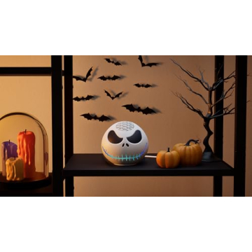 Echo Dot Bundle: Includes Echo Dot (5th Gen, 2022 release) | Glacier White and Limited Edition Disney Jack Skellington Shell
