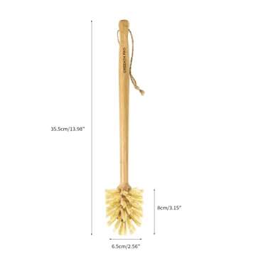 GREENTH PRO Nature Bamboo Bottle Brush with Sisal Bristle - Long Handle Hanging Design Cleaning Brus...