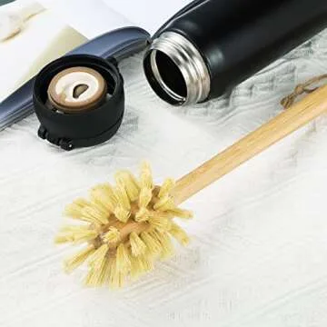 GREENTH PRO Nature Bamboo Bottle Brush with Sisal Bristle - Long Handle Hanging Design Cleaning Brush for Water Bottles Baby Bottles Sports Bottles Glasses Water Glasses Wine Glasses