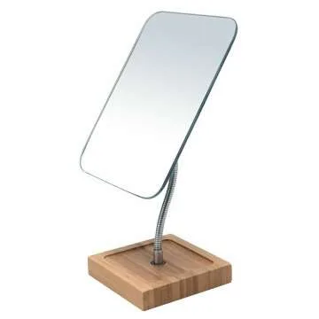 YEAKE 8" Frameless Bamboo Vanity Mirror | 360° Rotates