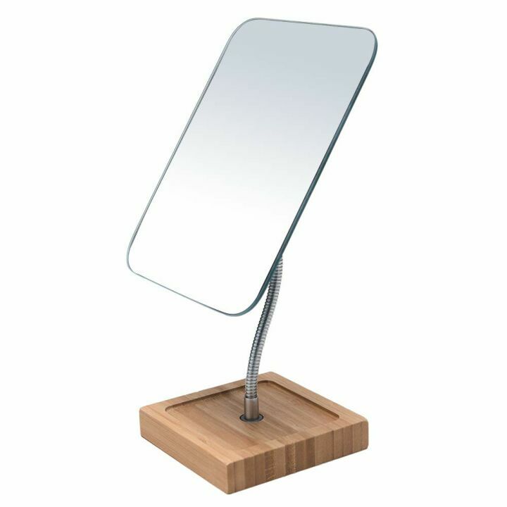 YEAKE 8" Frameless Bamboo Vanity Mirror | 360° Rotates