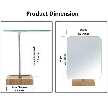 YEAKE 8" Frameless Bamboo Vanity Mirror | 360° Rotates