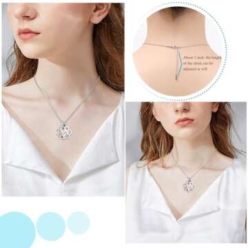 Oinsi Pet Cremation Jewelry For Ashes For Dog/Cat Paw Stainless Steel Memorial Locket Urn Necklace Inside Mini Case Keepsake Cremation Jewelry Women Men (Silver With Rose gold)