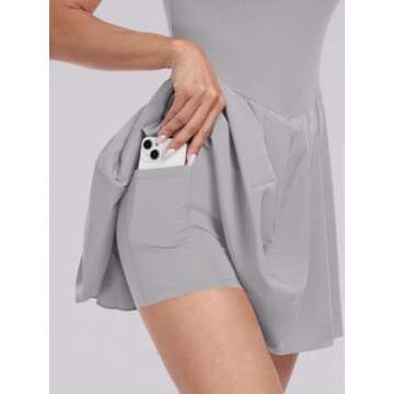 ANRABESS Women's Tennis Athletic Pleated Summer Mini Dress 2025 Golf Workout Build in Shorts Casual Romper Short Sundress Gray Medium