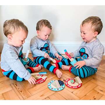 Bigjigs Toys Role Play Dinner Service Tea Set - Kids Tea Set with Toddler Cutlery, Toy Kitchen Accessories for Wooden Play Kitchen, Toy Plates and Cutlery Set