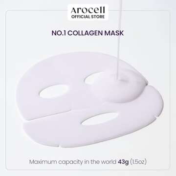 AROCELL Super Collagen Mask 4 Facial Sheet Dual Matrix Hydrogel Masks with Low Molecular Weight Collagen for Elasticity Hydrating Anti-Aging Cooling Korean Skincare, 43g x 4ea