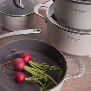 Fleischer & Wolf Nonstick 9pcs Cookware Set - White Pots and Pans