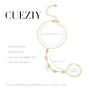 CUEZIY Hand Chain Gold Bracelets for Women Dainty Gold Plated Finger Ring Zircon Adjustable Hand Chain Jewelry for Women Trendy Bracelets for Women Trendy Gold Hand Chain