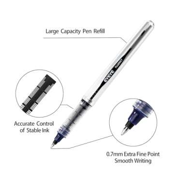 EYEYE Rollerball Pens 0.7mm 3 Assorted Colors Quick-Dry Ink