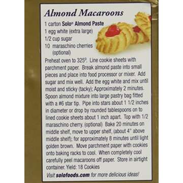Solo Almond Paste, Pack of 4 - Premium 8-Ounce Almond Paste for Baking