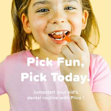 Piico Unflavored Kids Floss - Fun Dental Picks in Colorful Designs for Kids - 150 Count Homebox Dino