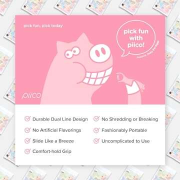 Piico Kids Floss Picks - Unflavored & Fun Dental Care