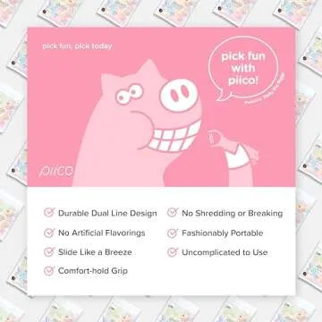 Piico Kids Floss Picks - Unflavored & Fun Dental Care