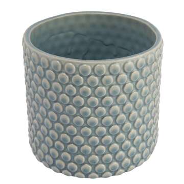 Bloomingville Coastal Stoneware Pot with Raised Dots and Crackle Glaze, Sky Blue, 6"