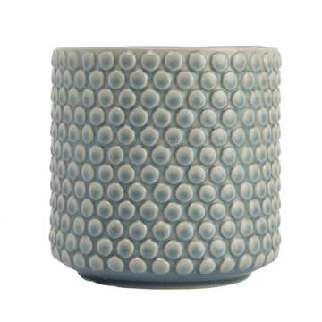 Bloomingville Coastal Stoneware Pot with Raised Dots and Crackle Glaze, Sky Blue, 6"