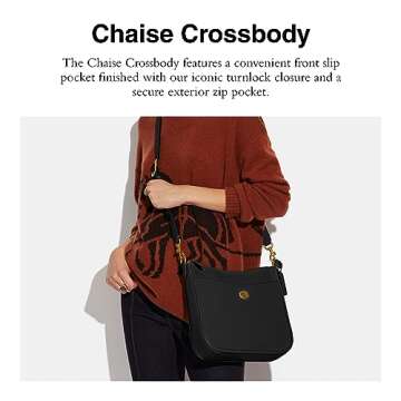 COACH Polished Pebble Leather Chaise Crossbody, Black, One Size