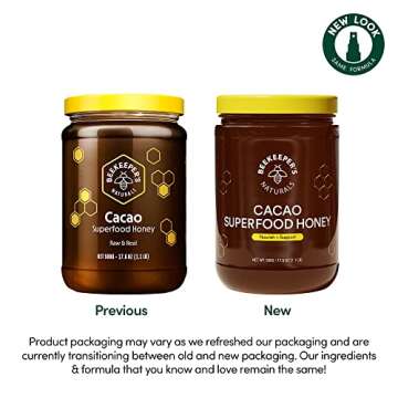 Beekeeper's Naturals Superfood Cacao Honey - Organic, Raw Ecuadorian Cacao with Antioxidants, Iron and Calcium. Free of Gluten, Dairy & Sugar (1.1lbs)