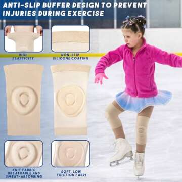 Shappy 2 Pair Figure Ice Skating Knee Pads Gel Dance Knee Pads Cushion and Support Breathable Material for Dancing Skating Women Girl Men