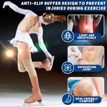 Shappy 2 Pair Figure Ice Skating Knee Pads Gel Dance Knee Pads Cushion and Support Breathable Material for Dancing Skating Women Girl Men