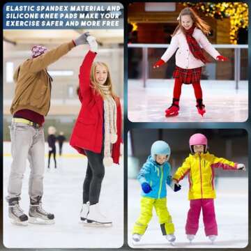 Shappy 2 Pair Figure Ice Skating Knee Pads Gel Dance Knee Pads Cushion and Support Breathable Material for Dancing Skating Women Girl Men