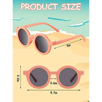 Weewooday 8 Pairs Kids Cute Round Polarized Sunglasses Retro Circle Glasses for Toddler Girls Boys B...