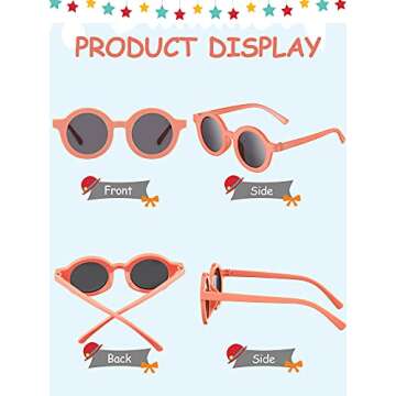 Weewooday 8 Pairs Kids Cute Round Polarized Sunglasses Retro Circle Glasses for Toddler Girls Boys Beach Sports, Age 3-10(Charming Color)
