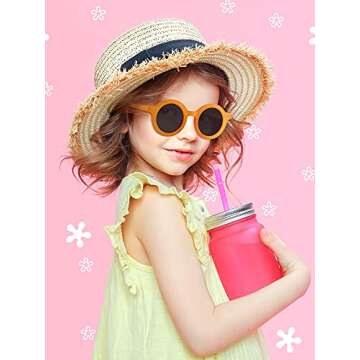 Weewooday 8 Pairs Kids Cute Round Polarized Sunglasses Retro Circle Glasses for Toddler Girls Boys Beach Sports, Age 3-10(Charming Color)