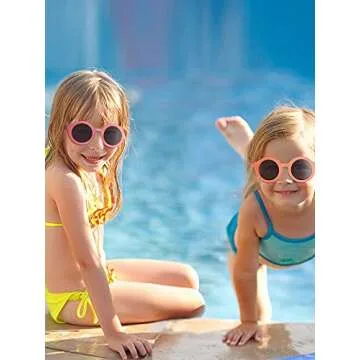 Weewooday 8 Pairs Kids Cute Round Polarized Sunglasses Retro Circle Glasses for Toddler Girls Boys Beach Sports, Age 3-10(Charming Color)