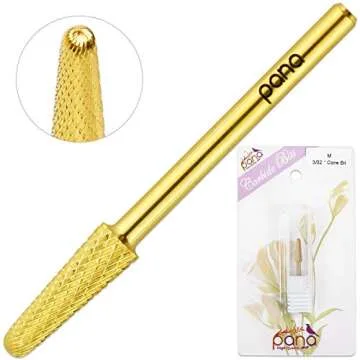 USA PANA Professional 3/32" Shank Size - Cone Shape Carbide Bit - Nail Drill Bit for Manicure Pedicure Tools Dremel Machine - Gold, Silver (Medium, Gold)