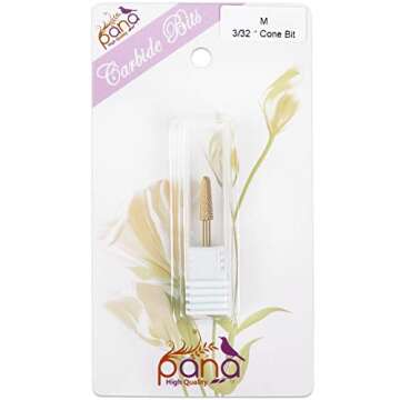 USA PANA Professional 3/32" Shank Size - Cone Shape Carbide Bit - Nail Drill Bit for Manicure Pedicure Tools Dremel Machine - Gold, Silver (Medium, Gold)